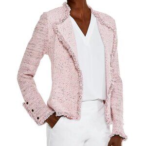 NIC+ZOE Blush Pink Fringe Mix Tweed Jacket